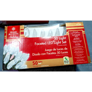 50 Piece LED HOME Accents Holiday Christmas Faceted Light Set White Bulbs New